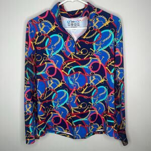 IBKUL Icifil Vented Mesh Long Sleeve Chain Link Quarter Zip Shirt UPF 50